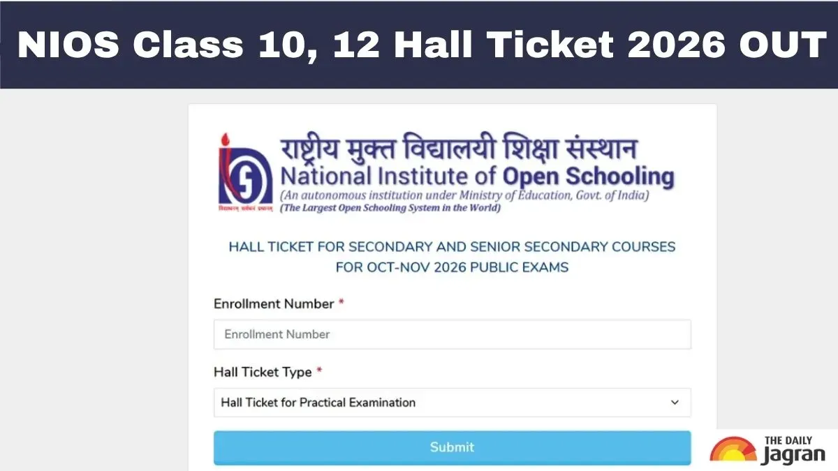 NIOS Hall Ticket 2026 OUT: Download Class 10 And 12 Admit Cards At sdmis.nios.ac.in; Direct Link Here