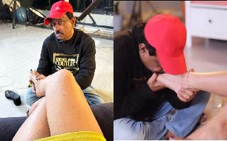 Ram Gopal Varma Licks Toes Of Actress Ashu Reddy, Internet Is Disgusted | Watch Video