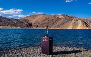 ODI World Cup 2023 Trophy Reaches Picturesque Pangong Tso Lake And Shanti Stupa In Leh