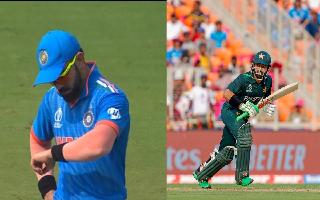 ind-vs-pak-virat-kohli-time-management-gesture-to-mohammed-rizwan-slow-batting-prep-watch