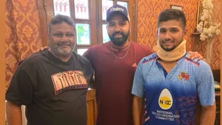 Rohit Sharma Meets Injured Musheer Khan As Mumbai All-Rounder Continues Recovery From Accident