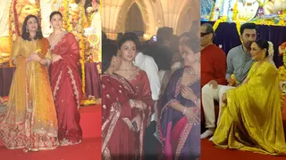 Alia Bhatt, Ranbir Kapoor Join Rani Mukerji, Kajol, Tanisha Mukherjee At Durga Puja Pandal In Mumbai; See PHOTOS