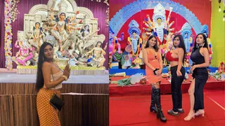 Women In Shoes And ‘Rebellious’ Outfits Pose At Durga Puja Pandal; Internet Is Furious