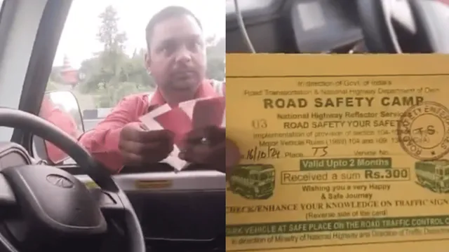 man-confronts-scammers-for-cheating-commuters-with-fake-road-safety-stickers-at-telangana-highway-viral-video