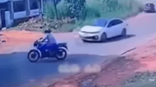 Car Dramatically Flies Across Street After Colliding With Bike; Netizen Blame Impatience | Viral Video