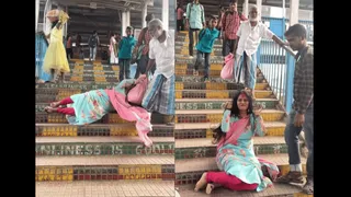 Viral Video: Elderly Man Rushes To Save Woman Falling From Railway Station Stairs; Fall Turns Out Fake | Here’s How…
