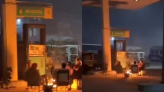Terrifying Scene At Petrol Pump As People Warm Their Hands Around Bonfire; Internet Is Furious