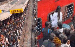 Viral Video: Woman Boards Train Via Window At Crowded Ujjain Railway Station; Place Resembles ‘Mela’