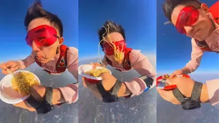 Flying Noodles: Skydiver Enjoying Mid-Air Meal Takes Internet By Storm | Viral Video