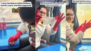 Woman's Act Of Cleaning 2nd AC Train Seat Sparks Internet Debate; Netizens Say 'We Pay Taxes'| Viral Video