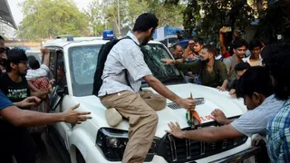 West Bengal Education Minister's Car Attacked By Student Union At Jadavpur University; TMC Leaders Stage Protest | Watch