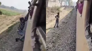 Man Falls From Moving Train While Filming Reel, Rescued Just In Time On Kasganj-Kanpur Route | Viral Video