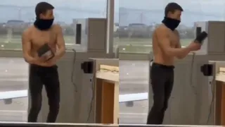 Shirtless, Drunk Passenger Throws Chair And Table At Dublin Airport On St. Patrick’s Day Before Arrest | Viral Video