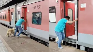 Man Drags Dog Towards Speeding Train; Pet Falls Onto Railway Tracks Sparking Outrage | Viral Video