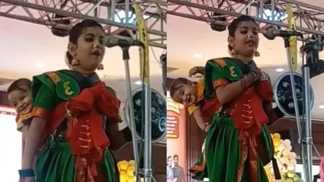 girl-brings-rani-lakshmi-bai-to-life-on-stage-but-baby-tied-on-her-back-wins-the-loudest-applause-viral-video