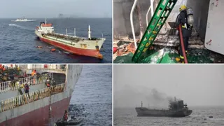 India Navy Launch Rescue Operation After Pulau-Flagged Oil Tanker Catches Fire In Gulf Of Oman