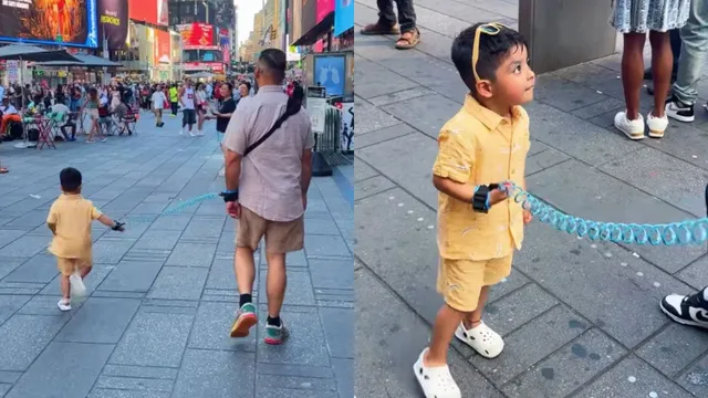 indian-mom-puts-child-on-leash-during-family-trip-defends-her-decision-as-video-sparks-online-buzz-viral-video