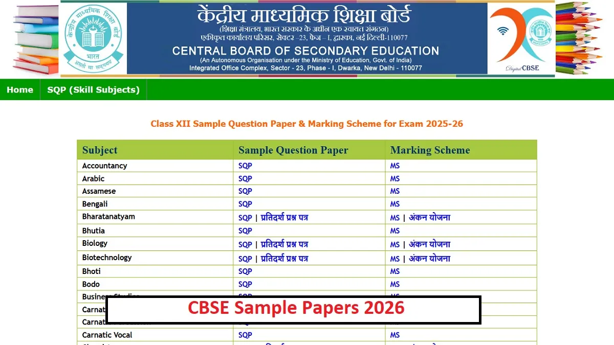 CBSE Sample Papers 2026 Released: Class 10, 12 Sample Question Papers ...