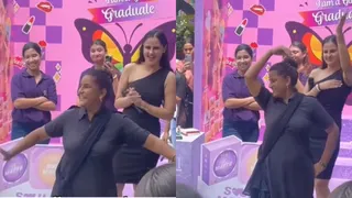 Delhi College Guard Aunty's Energetic ‘Aaja Nachle’ Dance Sets The Stage On Fire; Crowd Cheers Loudly In Viral Video