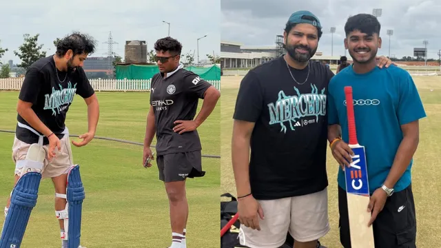 rohit-sharma-shares-practice-session-with-sarfaraz-khan-gifts-bat-to-csks-ayush-mhatre