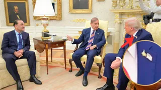 Did Trump Wear Fighter Jet Lapel Pin To Tease India During Meeting With Shehbaz Sharif? Here's The Truth
