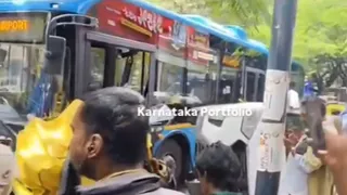 Bengaluru: BMTC Bus Driver Suffers Seizure While Driving Near Chinnaswamy Stadium, Collides With Several Vehicles | WATCH