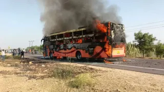 Moving Bus Catches Fire In Jaisalmer, Passengers Jump To Save Lives; 10-12 Feared Dead