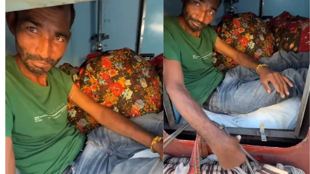 man-turns-train-toilet-into-bedroom-amid-diwali-rush-viral-video-leaves-internet-in-splits-mera-desh-badal-raha-hai