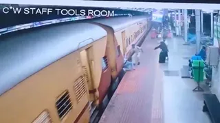 Internet Hails RPF Cop After Viral Video Shows Him Saving Woman From Jaws Of Moving Train In Tamil Nadu