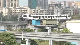 VIDEO: Mumbai Monorail Tilts At Wadala Depot During Trial Due To 'Technical Glitch', Crew Rescued Safely