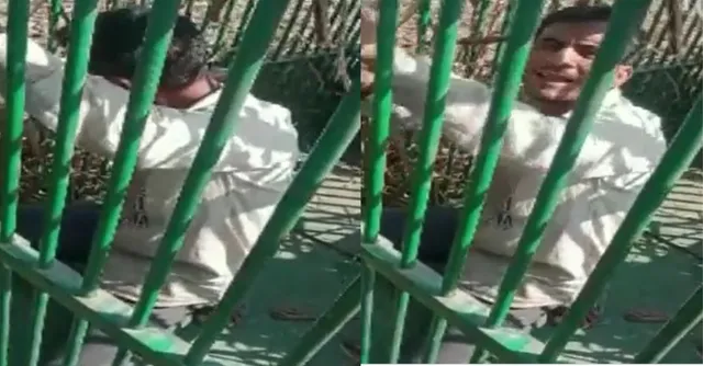 drunk-man-accidentally-trapped-in-leopard-cage-in-bahraich-uttar-pradesh-video-goes-viral