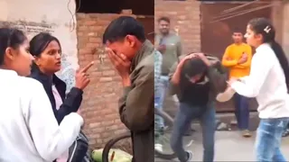 UP Coaching Girls Thrash Man With Slipper, Slaps And Punches For Making Obscene Gestures | Viral Video