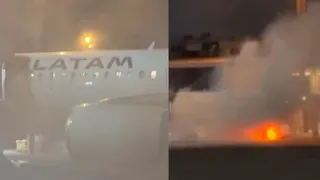 Passengers Witness Horror As Aircraft Catches Fire Before Takeoff, Evacuated Amid Flames And Smoke | VIDEO