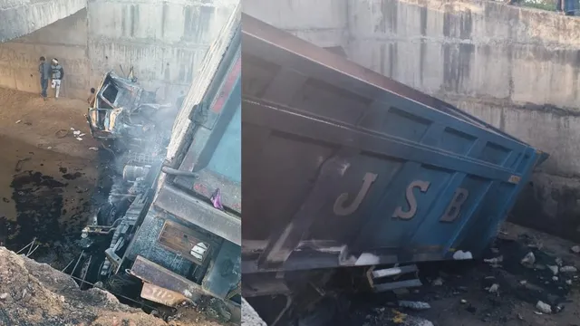 delhimumbai-expressway-accident-driver-and-cleaner-killed-as-truck-falls-near-goojar-nangla