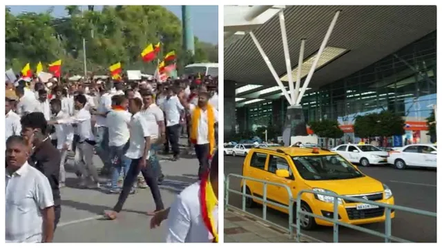 karnataka-drivers-protest-at-bengaluru-airport-after-bial-changes-pickup-zones-what-agitators-said
