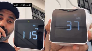 Mumbai Man Covers Air Quality Monitor With N95 Mask, AQI Falls To 37; Viral Video Shocks Internet