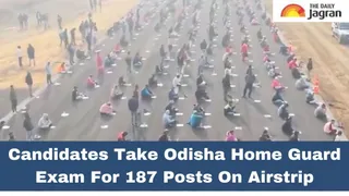 Over 8,000 Candidates Take Odisha Home Guard Exam For 187 Posts On Jamadarpali Airstrip; TMC Slams BJP Over Exam Video Goes Viral