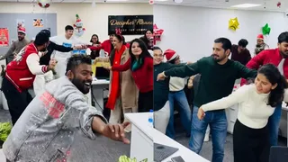 Gurugram Office Turns Into Dance Floor As Employees Dance To Viral FA9LA Song During Christmas Party | VIDEO