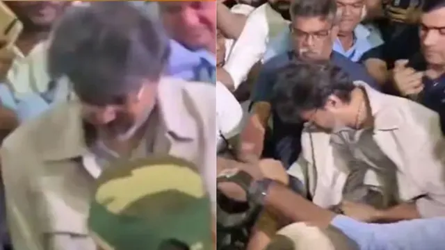 tvk-chief-vijay-trips-falls-as-supporters-turn-up-in-large-numbers-at-chennai-airport-video
