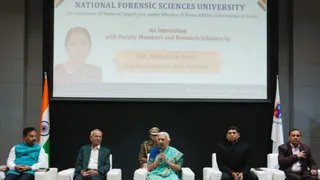Uttar Pradesh Governor Anandiben Patel Visits NFSU Gandhinagar; MoUs Signed With Three UP Universities