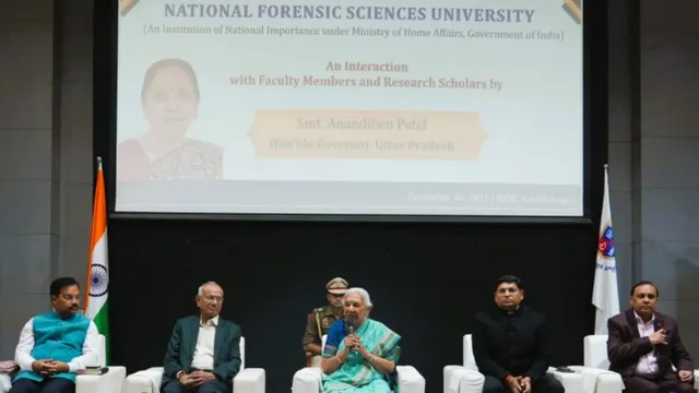 uttar-pradesh-governor-anandiben-patel-visits-nfsu-gandhinagar-mous-signed-with-three-up-universities