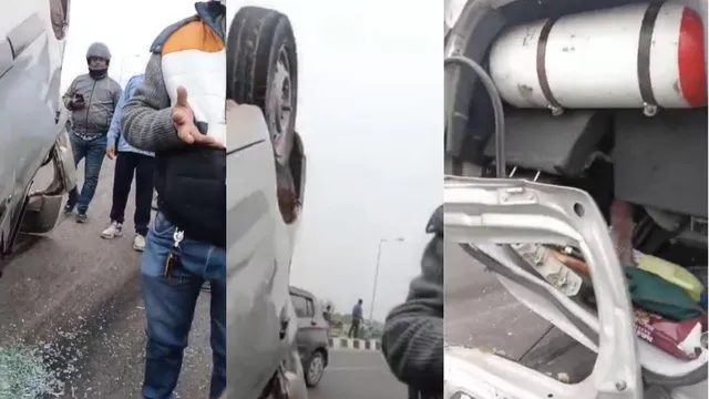 ghaziabad-speeding-car-overturns-after-hitting-stationary-water-tanker-on-elevated-road-driver-critical