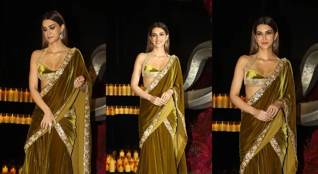 kriti-sanon-olive-green-velvet-saree-with-halter-neck-blouse-sets-the-trend-for-winter-weddings