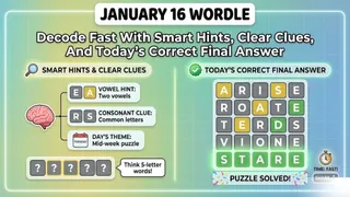 Decode January 16 Wordle Fast With Smart Hints, Clear Clues, And Today’s Correct Final Answer