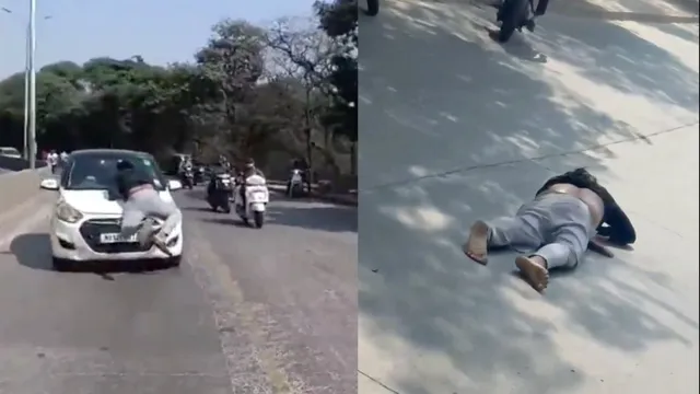 pune-woman-drives-2-km-with-cab-driver-on-car-bonnet-after-accident-video-goes-viral-watch