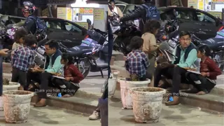 Delhi Man Teaches Children On Busy Street Without Any Fancy Setup, Viral Video Reminds Everyone ‘Kindness Still Exists’