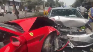 ferrari-crash-three-injured-after-high-speed-luxury-car-worth-rs-4-cr-crashes-into-electric-pole-in-hyderabad-video