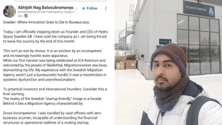 'Eviction, Not Exit': Indian Entrepreneur Forced To Sell Startup And Leave Sweden, Calls Out 'Xenophobic' System