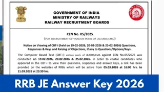 RRB JE Answer Key 2026: Railway Junior Engineer CBT 1 Provisional Answer Key To Be Out Today At 4 PM; Raise Objection Till March 11