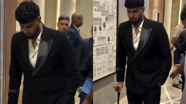 ipl-2026-kolkata-knight-riders-worry-deepens-as-pacer-harshit-rana-spotted-on-crutches-during-bcci-naman-awards